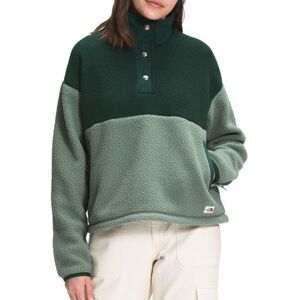 The North Face Cragmont Sherpa Fleece 1/2 Snap Pullover Jacket Green Womens XS
